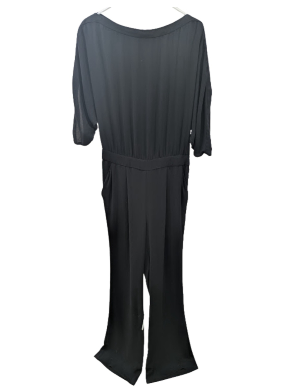 DVF Lucy Jumpsuit 6 Black Dolman Wide Leg Minimalist Quiet Luxury One Piece - Picture 3 of 15